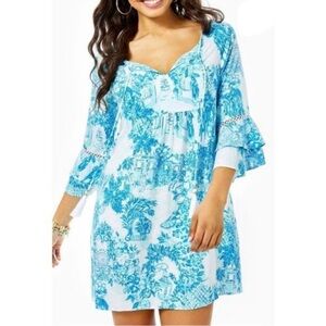 Lilly Pulitzer Azita Tunic Dress Blue White Size XS Graduation Vacation Cruise